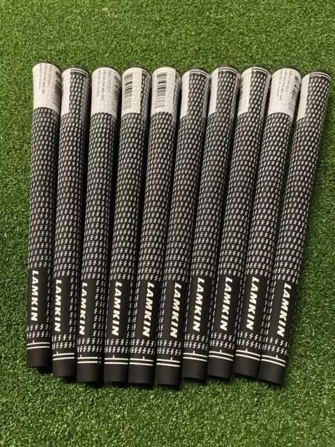 10 X Lamkin Crossline Black/White Rubber Midsize Golf Grips.  Genuine.