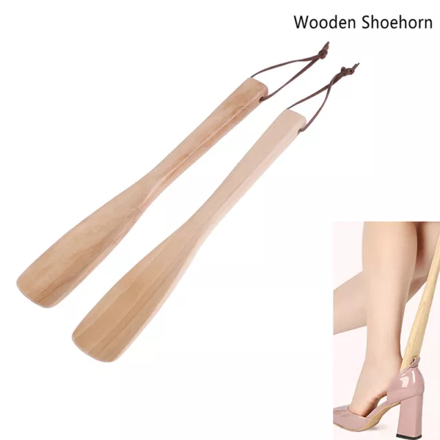 1Pc wooden long shoe horn portable craft shoes accessories solid wood shoeho.KF
