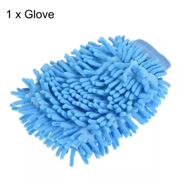 Guante de lavado de oruga de doble cara de microfibra para limpieza, azul 3