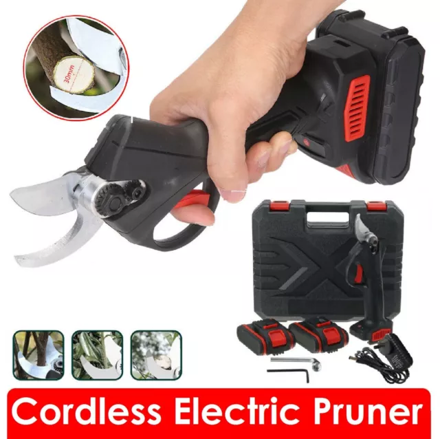 Cordless Rechargeable Electric Pruning Shears Secateur Branch Cutter + 2 Battery