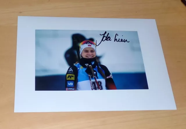 Ida Lien Biathlon Norway, Original Signed Photo IN 20x28 cm ( Sport