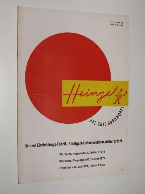 Vintage Heinzel Büromöbel Preisliste Prospekt (1960)