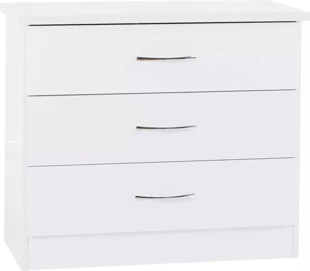 Seconique Nevada 3 Drawer Chest in White Gloss