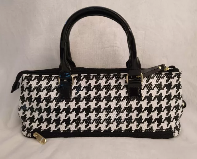 Wine Bag Samantha Brown Insulated Purse Black & White Houndstooth Pattern EXC