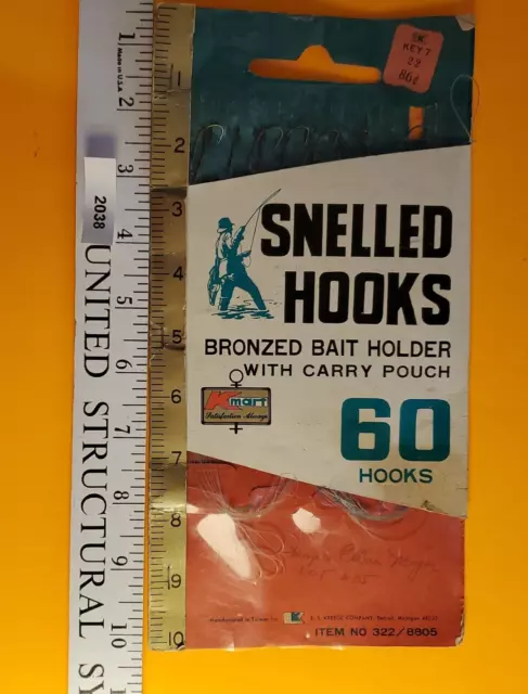 VINTAGE IMPERIAL BRAND Snelled Fishing Hooks Size 2 Jorgensen Bros. $15.99  - PicClick
