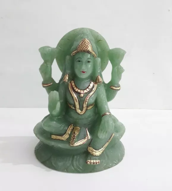 Mano Tallada Goddess Lakshmi Estatua De Aventurina Piedra Religioso Idol 12.7cm