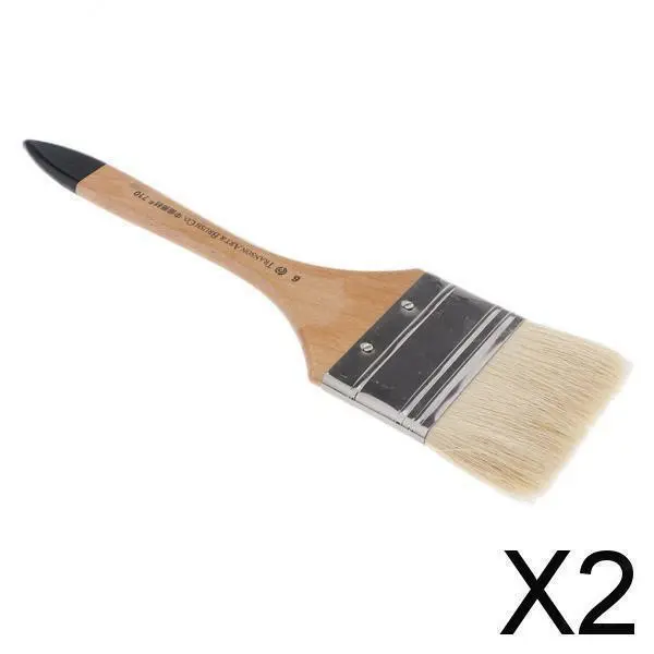 2X 6inch Wide Bristle Hair Wooden Handle Paint Brush Wall Painting Tool 