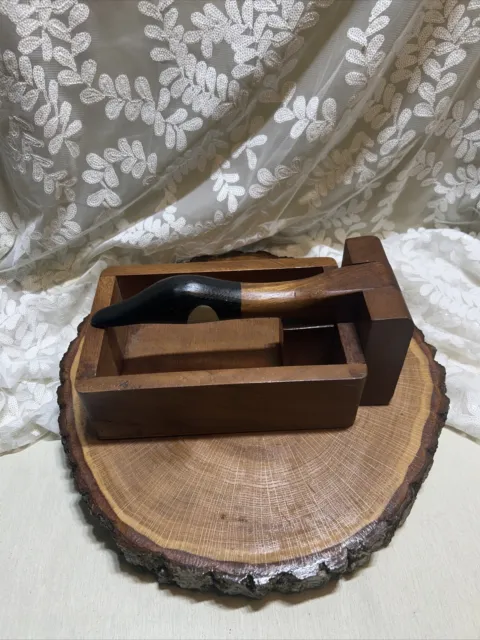1980s Vintage Walnut Hand Carved Wooden Nut Cracker Box, Perfect in Study/office