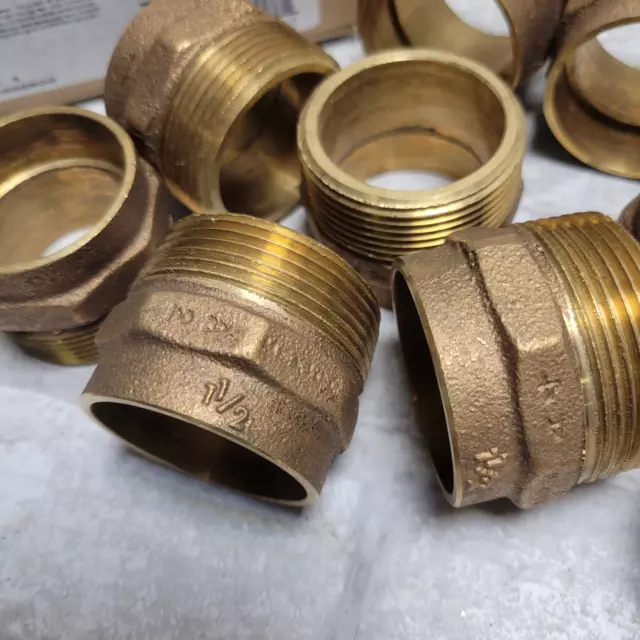 Nibco Cast Bronze DWV Adapter C X M 1 1/2" Fig. 804, Lot of 10 2