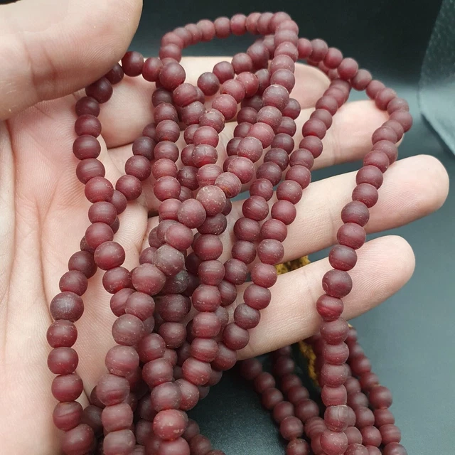 AA Antique OLD AFRICAN Red GLASS ANTIQUE BEADS Strand 6 MM