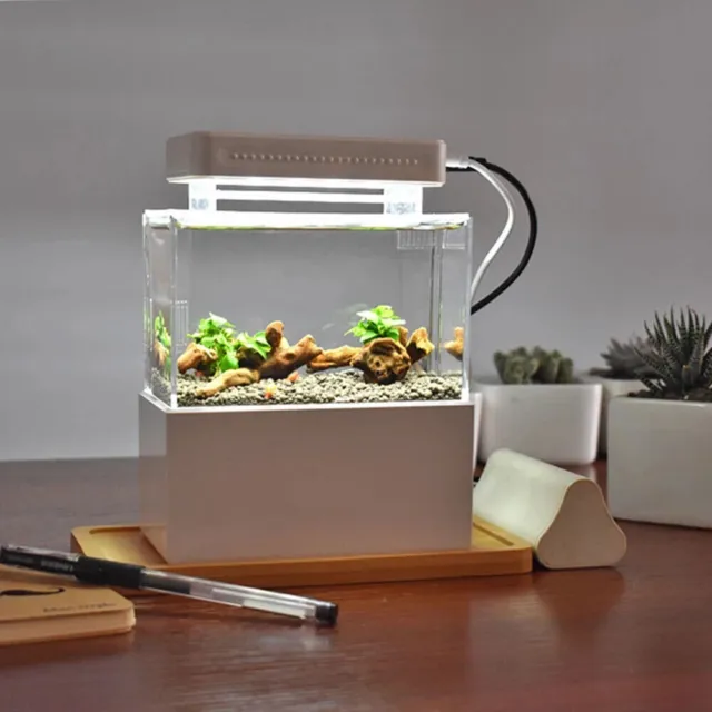 Free-standing LED Mini Acrylic Aquarium Fish Tank Full Spectrum Aquarium Light