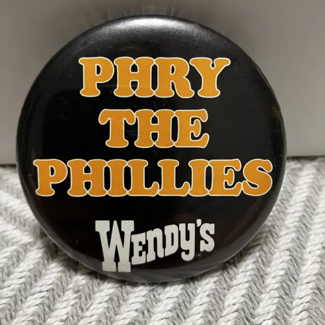 Button Wendys Pittsburgh Pirates Phry the Phillies Pin Vintage WDVE 102.5
