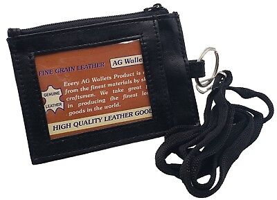 ID Badge Holder Neck String Zipper Pouch Wallet