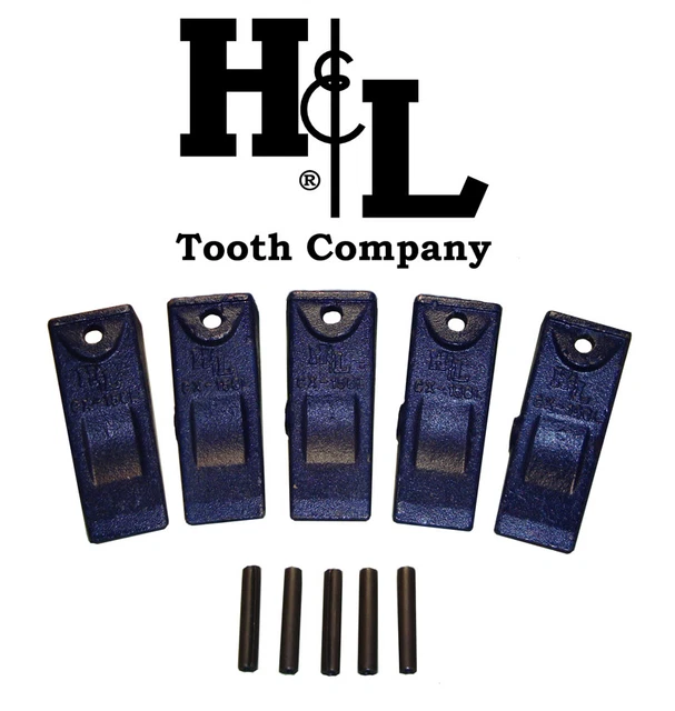 X156L LONG HENSLEY Style Bucket Teeth (5 Pack) + Pins, by H&L Tooth Co