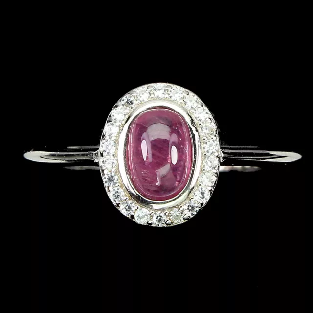 Oval Red Ruby 6x4mm White Cz 14K white Gold Plate 925 Sterling Silver Ring