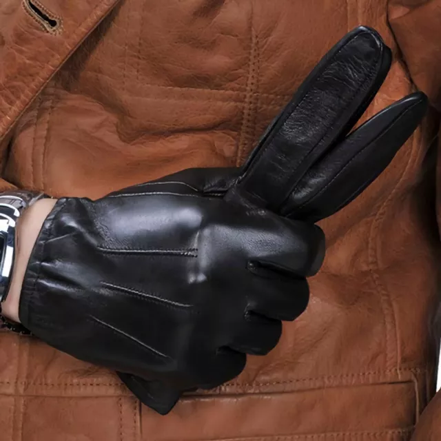 man's new real leather short black gloves on discount