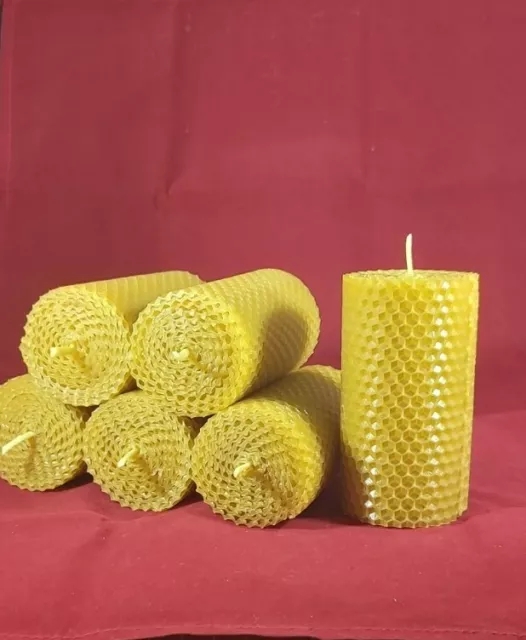 6 X 100% pure Beeswax pillar candles Eco-friendly, 10cm/5cm,6 candles, HANDMADE