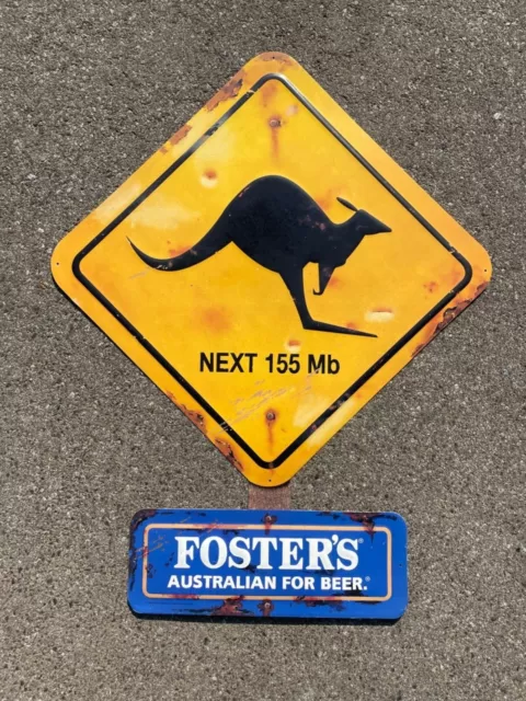 Australian Foster's Beer Kangaroo Metal Tin Sign