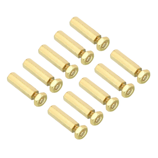 10mm+3mm M2 Standoff Screws 100 Pack Brass Hex PCB Standoffs Nuts Gold Tone