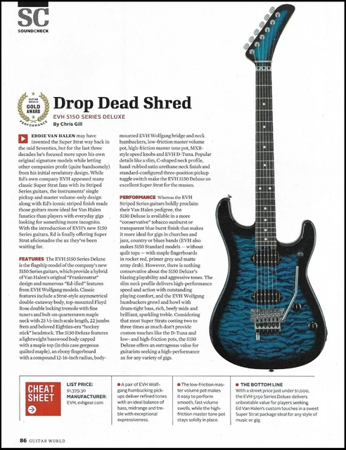 EVH 5150 Series Deluxe guitar review sound check 8 x 11 bench test article