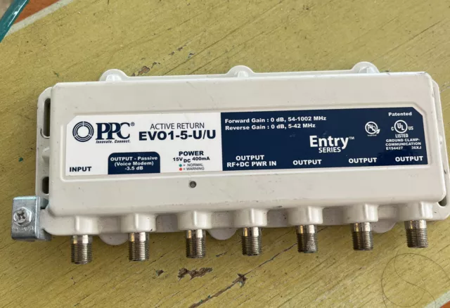 PPC Evolution EVO1-5-U/U RF Coax CATV 5 Port Amplifier Signal Splitter Tested