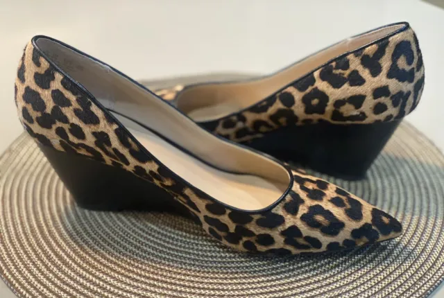 Franco Sarto Alicia2 Wedge Women’s Pump Heel 8.5 Shoe Leopard Leather EUC