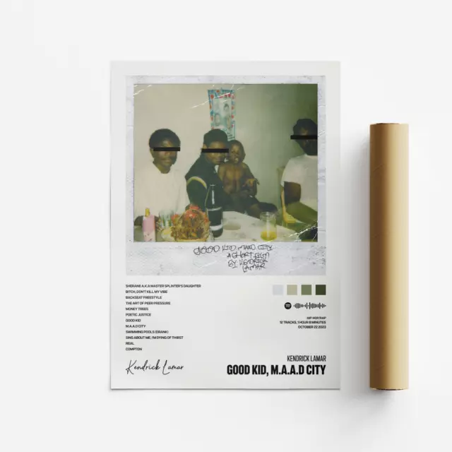 Kendrick Lamar, Good Kid, M.A.A.D City Album Art Poster, Print, Music, Tracklist