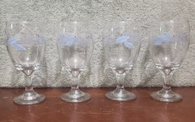 Pfaltzgraff Winter Frost Holiday Set of 4 Glass Iced Beverage Glasses 16 oz