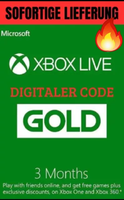 Xbox Live Gold 3 Monate - Xbox Live Digitaler Code - Sofortige Lieferung -Global