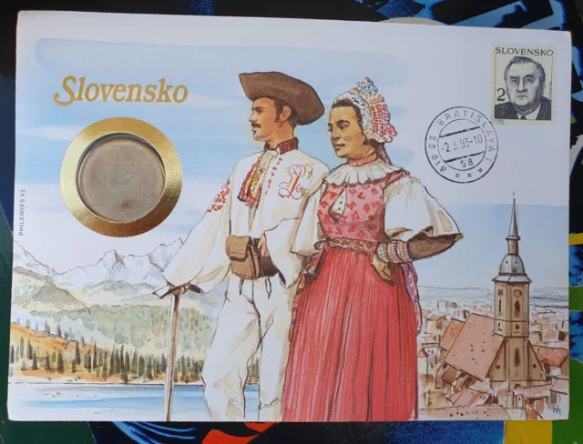 10 Korun 1993 Münze Numisbrief Slowakei Slovensko selten PHILSWISS + Briefmarke