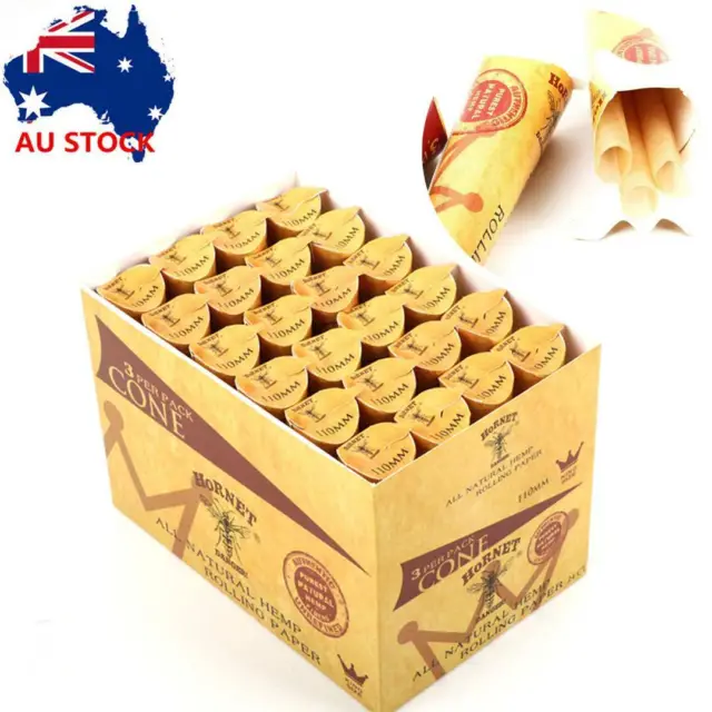 24X Pre-Rolled Smoking Cone 72 Cones 110MM Rolling Paper Natural Unrefined Paper