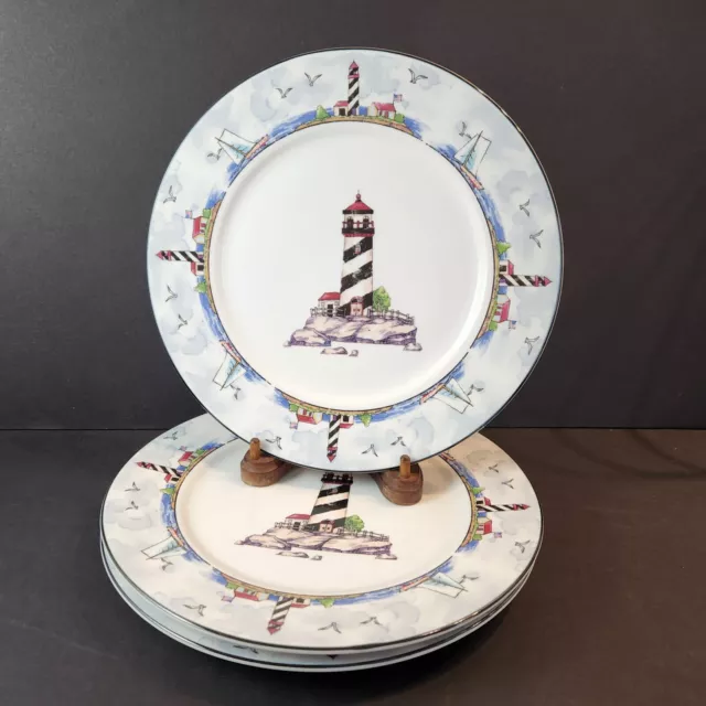 Coastal Lighthouse by Totally Today 10 5/8" Dinner Plates Set of 3