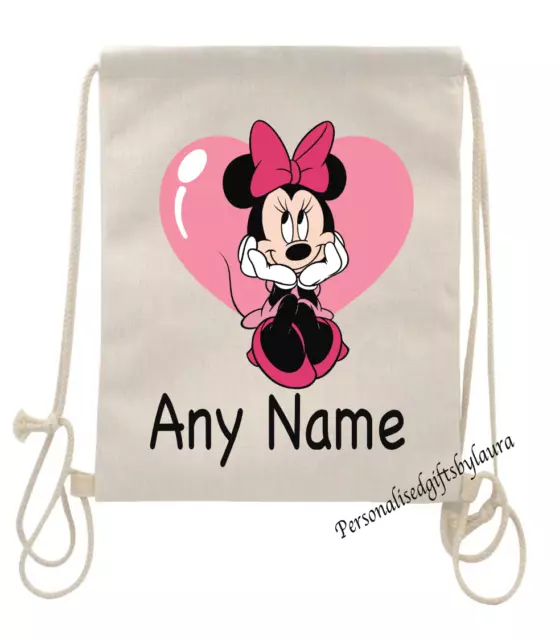 Personalised Minnie Mouse Drawstring Bag School PE Football Games bag