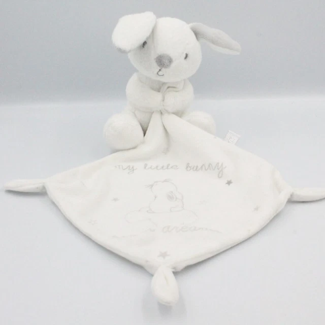 Doudou lapin blanc gris mouchoir Sweet dreams SIMBA TOYS KIABI - 22518