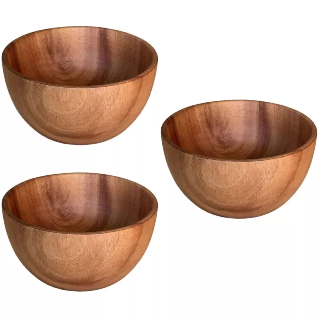 3 Pcs Wooden Bowl Soup Bowls Mixing Snack Serving Small Salad