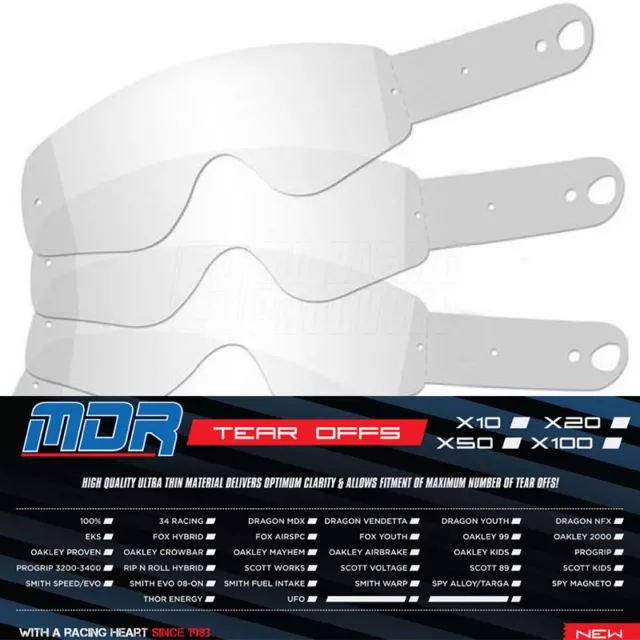 MDR Oakley 2000 Goggle Tear-Offs Pack of 100 for Oakley 2000 Motocross Goggles