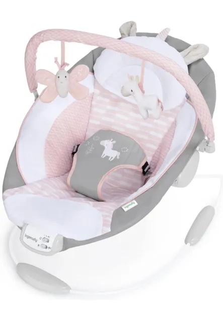 Baby Bouncer Ingenuity Soothing Flora the Unicorn Infant Seat Toy Bar 0-6 month