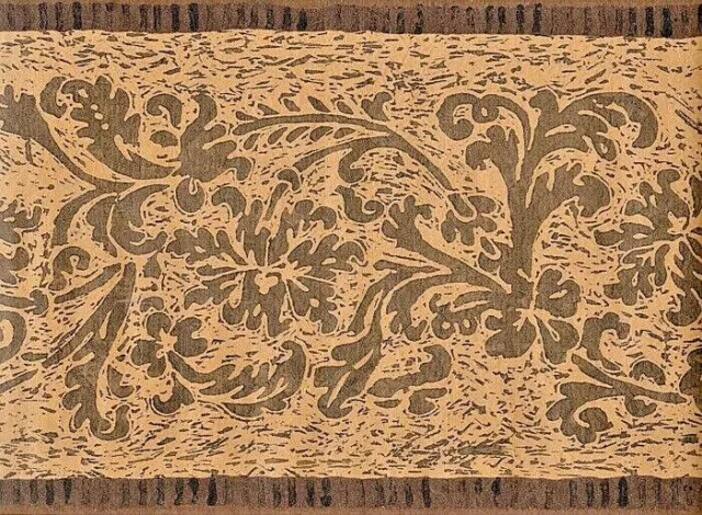 African Batik Golden Scrolls Wallpaper Border - 15 feet length - "FREE SHIPPING"