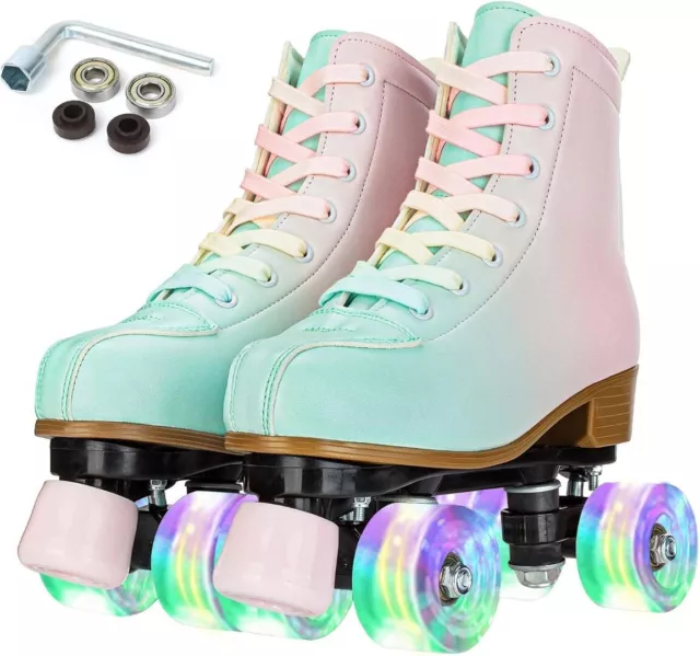 XUDREZ Roller Skates Pair for Girl Light Up Wheels Roller Derby UK2 NEW - H46