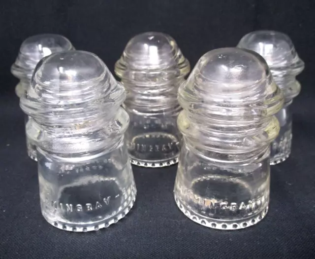 Vintage Insulator Lot of 5 Clear Glass Hemingray No 9 made in USA