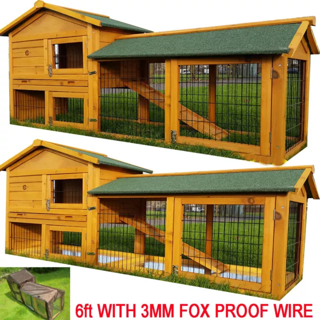 Rabbit Hutch Guinea Pig Hutches Run Large 2 Tier Double Decker Cage