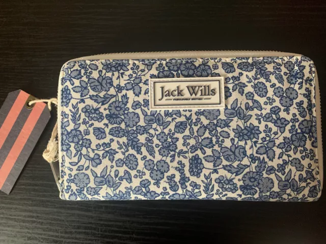 Jack Wills Alcheter Bi Fold Zip Card Wallet Purse Brand New Blu Floral BNWT*