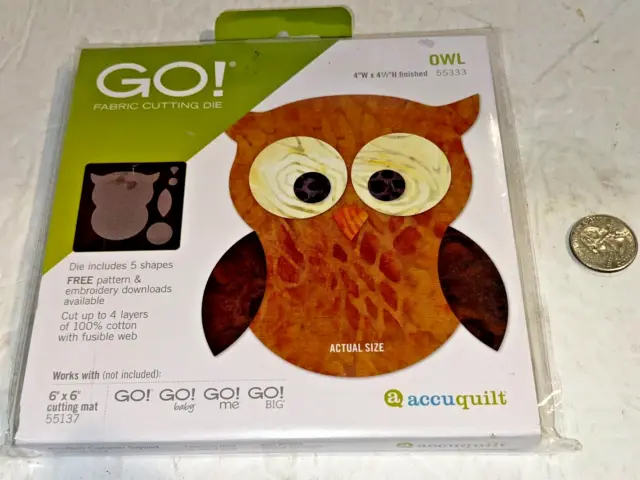 Accuquilt GO! Owl  55333 Fabric Cutting Die - Sealed - NEW!
