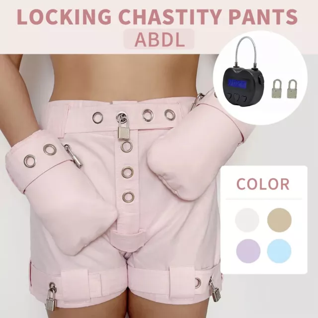 Locking-Shorts-Keuschheit-Unterwäsche-Bondage-Abschließbare-Abdeckung-Hosen-Neu
