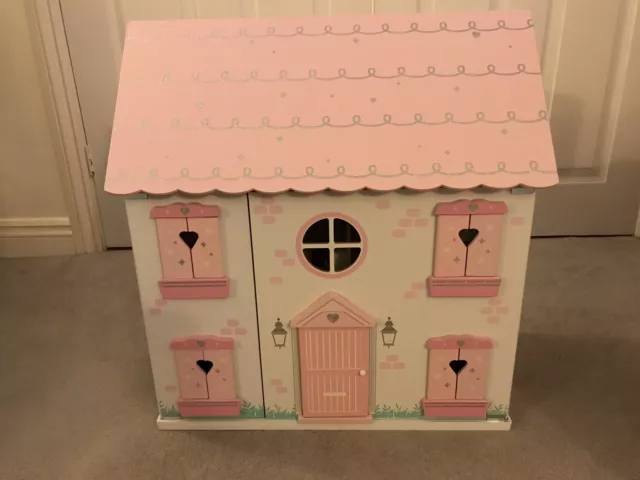 WOODEN DOLLS HOUSE ASDA George Pink White With Large Furniture Bundle Figures 25.00 PicClick UK