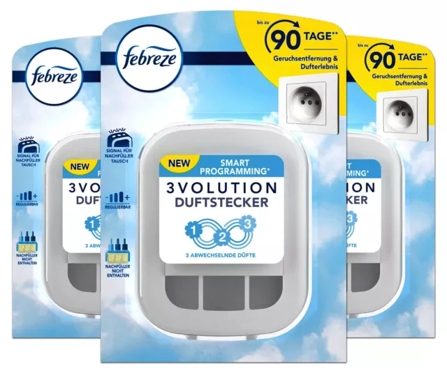 3x 3Volution Prises de Parfum Assanisseur D'Air Febreze Recharge Plusieurs