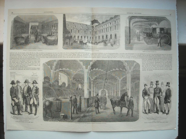 Gravure 1864. Les Ecuries De L’empereur Au Louvre. Pavillon Caulaincourt. Explic