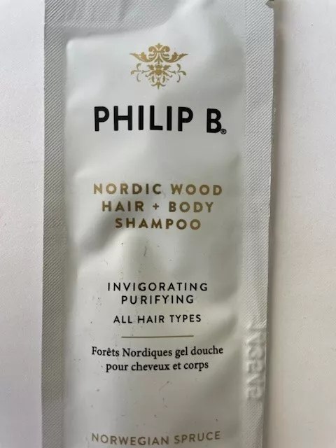 Philip B. Nordic Wood Hair + Body Shampoo 6-Pack Each 10 ml Sealed FreeShip 3