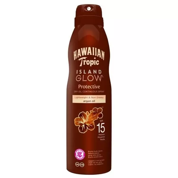 Hawaiian Tropic Island Glow Protective Continuous Dry Oil Spray  SPF 15 177ml