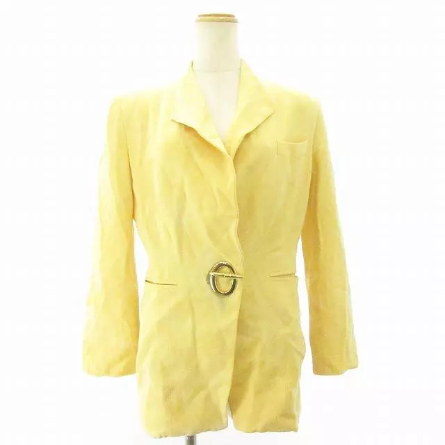 CHRISTIAN DIOR Tailored Jacket Wool Gold Hardware Yellow 4 Size GY09 Ladies